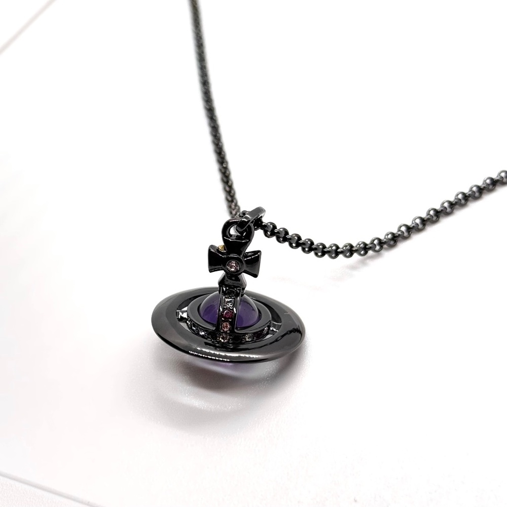 Vivienne Westwood Tiny Orb Black Purple Vintage Pendant Necklace